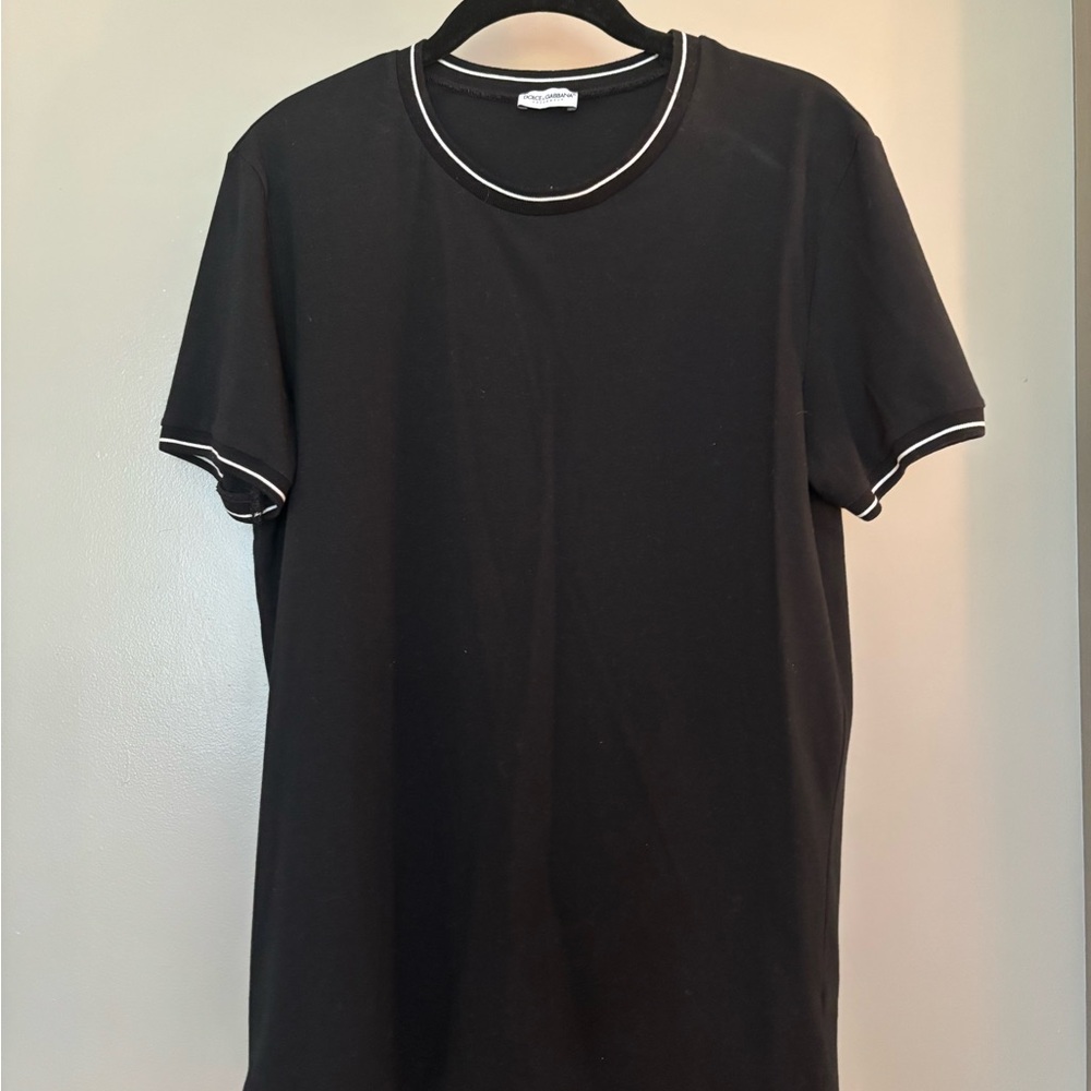 Dolce & Gabbana Black T-Shirt with White Trim